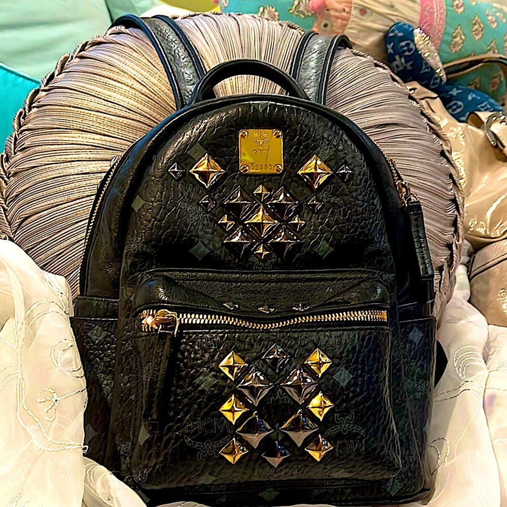 Authentic MCM Mini Studded Backpack